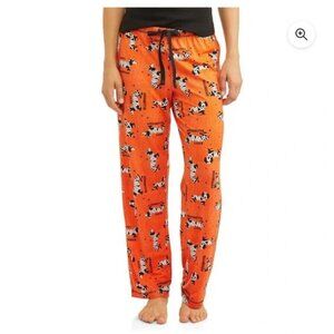 Celebrate! Pajama Pants Womens S Orange Halloween Animal Print Jersey Drawstring